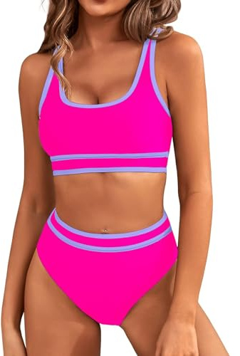 Genfien Traje de Baño para Mujer Conjunto de Bikini Push Up Cintura Alta Bikini Sexy Control de Vientre de Bikini Deportivo
