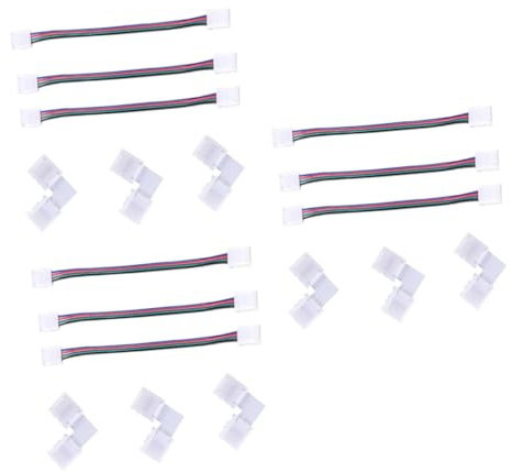 Amosfun 3 Sätze RGB-Lichtanschluss LED-Streifen zum Controller- LED-Streifen zum Netzteil Netzteilleiste stoßverbinder LED-Streifen-Jumper LED-Lichtleiste Lötfrei Zubehör-Set