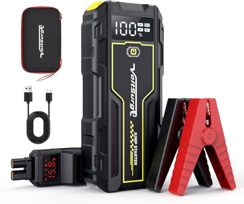 Car Jump Starter, VoltSurge 6000A Jump Box (Up to 8L Diesel or All Gas) 12V Portable Booster Battery Starter QC3.0 Jump Starter LED Torch, USB Connection for Smartphone