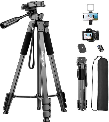 Nineigh Tripod for iPhone, 63 Mobile Phone Tripod Stand for Filming with Remote Shutter, Lightweight Camera Tripod for Smartphone, Selfie, Travel