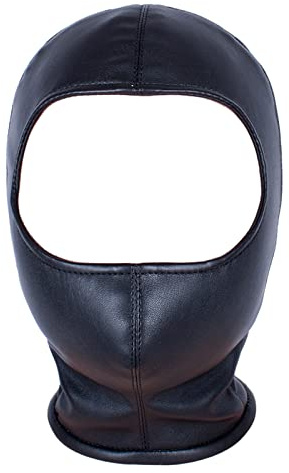 BDSM Kopfmaske SM Leder Maske mit offenem Mund Bondage Kopf Hood Haube Reißverschluss hinten Bett Fesseln Fetisch Slave Rollenspiel Petplay Sexspielzeug für Paare(M-weiblich)