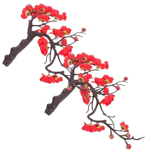 PHENOFICE 2 Pièces Fleurs Artificielles Décoratives Plastique Branches Artificielles pour Vase Et Panier De Fleurs