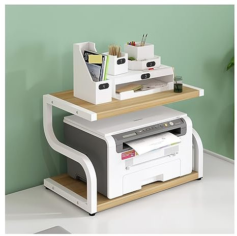 BOGAZY Druckertisch Druckerregal 2-stufiger Kleiner Druckerständer, Desktop-Druckerständer-Organizer Für Faxgerät, Scanner, Dateien, Druckertisch Regal für Drucker Druckerständer(F,50 * 32 * 37cm)