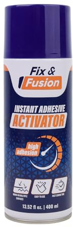 FIX & FUSION 400 ml Aktivatorspray, Soforthärtungsbeschleuniger für Cyanacrylat (CA)-Sekundenkleber für Holz, Kunststoff, Gummi, Granit sowie Heimwerker und, beschleunigt die Klebkraft, 1 Pack