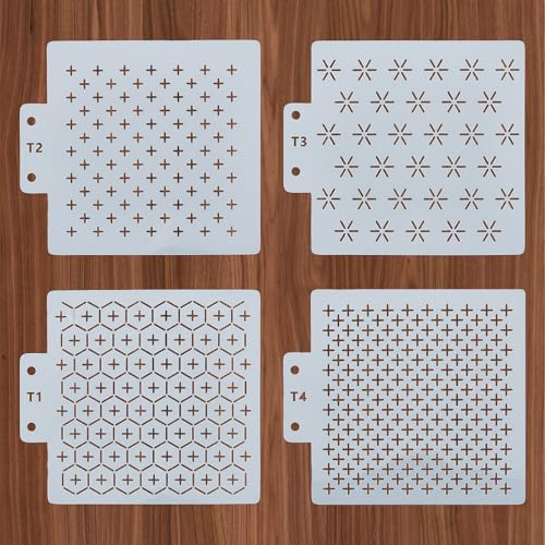 NICENEEDED 4 Stück Sashiko Schablonen Aus Kunststoff Zeichenlinien Vorlage Zum Nähen Handquilten Und Sticken Stickmuster Schablone
