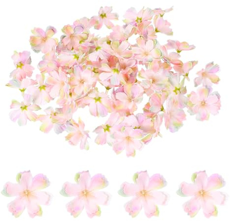 PATIKIL 100Pz Teste Fiori Finti Seta 1.6 Fiori Ciliegio Bianco/Rosa | Artificiali, per Artigianato Fai da Te, per Ghirlande Casa, Teste Fiori Finti, Fai da Te