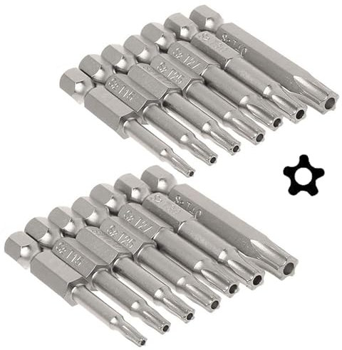 14 Stück Torx Bits Set,Torx Star 5 Punkt Schraubendreher Bits,50mm Lang,1/4 Sechskantschaft,2er-Pack,T10,T15,T20,T25,T27,T30,T40
