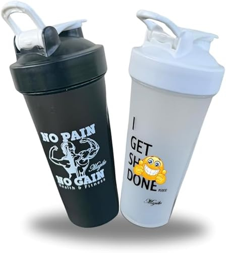 MagikoSFI Blender Shaker Bottles for Protein, 28oz Portable Leakproof Pre-Workout Nutrition Water Bottle, BPA-Free Gym Protein Shaker for Sports & Outdoor Motivational Protein Shaker (Black/Silver)