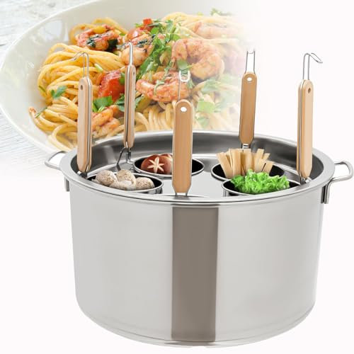 Pentola per La Pasta Cuocipasto Pasta Cuocipasto Set Inserto Acciaio Inox Commerciale Pasta Cottura Pentola Inserto Colino Cestello Pentole Per Cucina Casa Ristorante, 5 Fori
