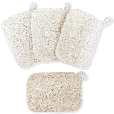 RYHHH 4er Set Reinigungsschwämme,Topfreiniger Küchenschwämme,Biologisch Abbaubarer Spülschwamm,Öko Luffa Schwamm,Natürliche Geschirrschwamm Von Geschirr, Oberflächen, Küche, Bad, Outdoor