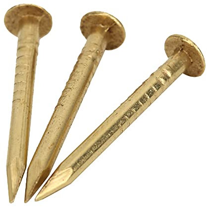100PCS Brass Escutcheon Tacks,Round Head Brass Brad Nail Gold Round Head Nail Solid Brass Nails Mini Model Nail Vintage Furniture Brad Nails Furniture Hinge Hardware Accessories (18mm Long)