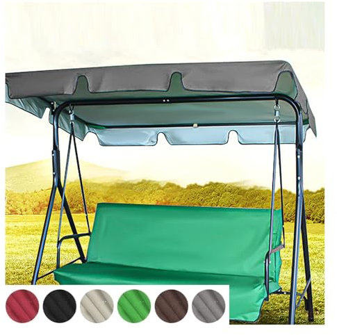 TYBEITAO Tela Oxford Recubierta De Plata 600D Toldo Balancin De Jardin Resistente ai Viento Y ai Desgarro Funda para Silla Columpio Al Aire Libre,Gray-164 * 114 * 15cm
