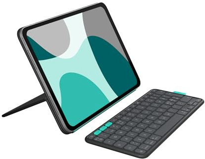 Logitech Flip Folio, tangentbordsfodral för iPad Pro 11 tum (M4 och M5) | För iPad Air 11 tum (M2, M3, M4)(5:e gen) – skyddande, stuvbart Bluetooth, för flera enheter, PAN QWERTY – Graphite