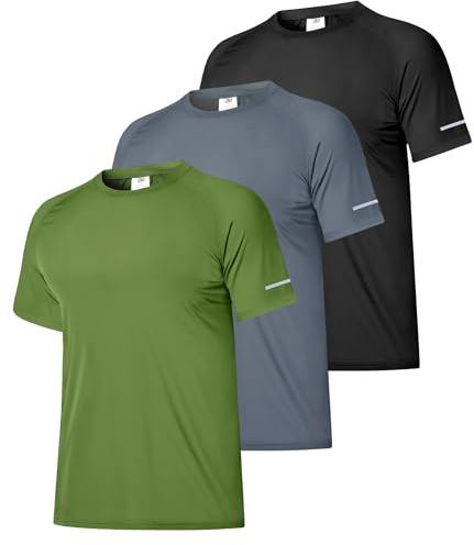 Boyzn 1 or 3er Pack UV Shirt Herren Schwimmshirt UPF 50+ UV Schutz T-Shirt Atmungsaktiv Schnelltrocknend Funktionsshirt Herren Kurzarm Rashguard Badeshirt Wandershirt Surf Sport Shirt für Schwimmen