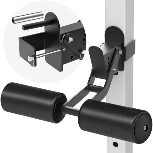 SELEWARE Estensore per Gambe Squat Rack per 3 x 3 Power Rack con Foro da 5/8“ o 1” – Tibialis Trainer Regolabile Addominali -Accessorio con Superficie in Pelle per allenamenti in Palestra a casa