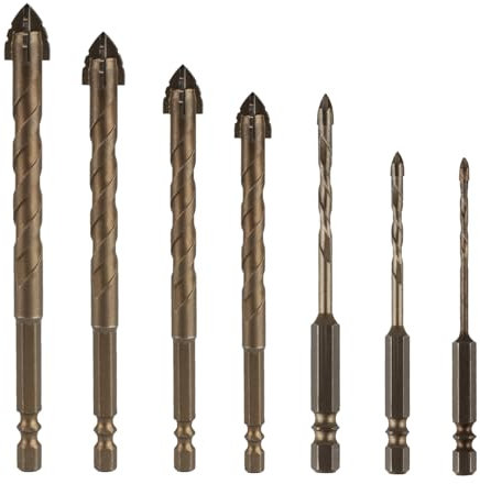 7 STK Hart Metallbohrer Set Profi, neuer Vierschneidiger Sägezahn-Exzenterbohrern, HSS Sägezahn Bohrer mit 4 Schneiden Bohrer für Ziegel Holz Fliesen Stahl Exzenterbohrer(3/4/5/6/8/10/12mm)