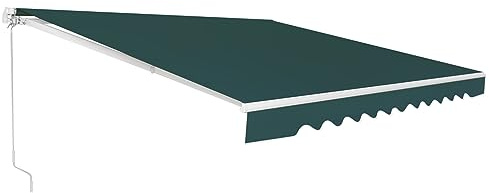 COSTWAY Markis med vev, ledad markis, solskydd, balkongmarkis solmarkis 5–35° vinkeljusterbar, terrassmarkis, klämmarkis för balkong och veranda (grön, 300 x 250 cm)