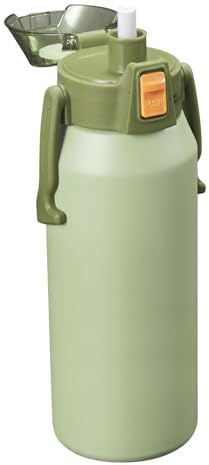 Stainless Steel Large Capacity Thermos With Straw, Bpa Free Leakproof One-Handed Opening Lid Water Bottles For Gym Sports Outdoors (Green, 1700ML)