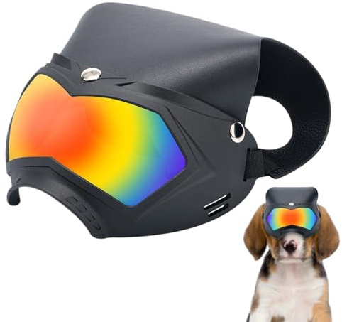 Nysel stora hundsolglasögon | snösäker hundhatt visir med UV-filter, avtagbar andningsbar hundskyddshjälm husdjurstillbehör för utomhusaktiviteter som bergsklättring, sommarfester och