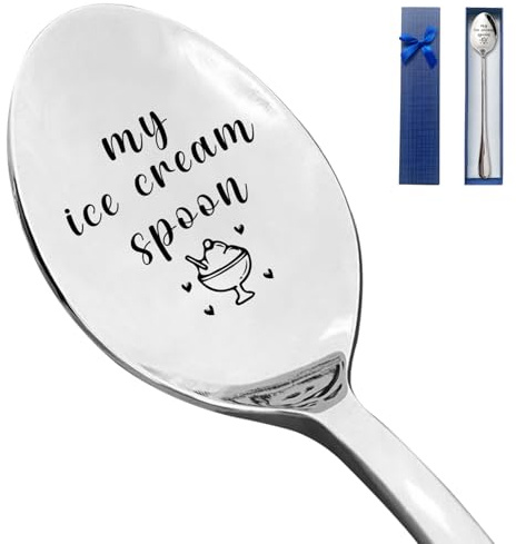 HSSPIRITZ My Ice Cream Spoon Funny Engraved Stainless Steel Spoon,Ice Cream Lovers Gifts,Ice Cream Spoon Gifts for Women Men Kids,Best Birthday Valentine Christmas Father's Day Gifts