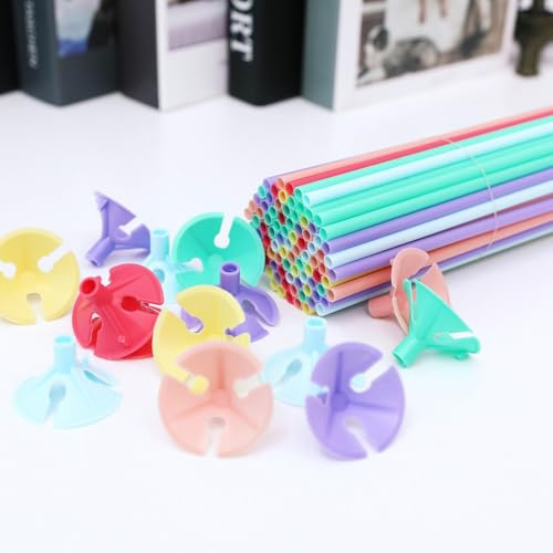 100 supporti e bicchieri in plastica colorata per palloncini da 40 cm, in plastica di alta qualità, colori pastello assortiti, per feste, matrimoni, compleanni, anniversari, decorazioni natalizie