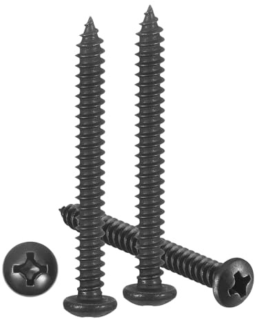 METALLIXITY Phillips Pan Head Self Tapping Screws(M4x40) 50Pcs, 304 Stainless Steel Self Drilling Screw for Metal Wood Plastic, for Cabinet Wall Shutter Plate Rock Furniture, Black