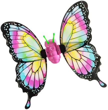Asukohu Ailes de papillon lumineuses électriques pour déguisement d'anniversaire, Halloween, fête de Noël, etc, Couleur arc-en-ciel, taille unique