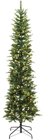 Magie di Natale Albero di natale Slim Slim fir con Led in PE effetto Real touch + PVC Altissima qualità (240 cm)