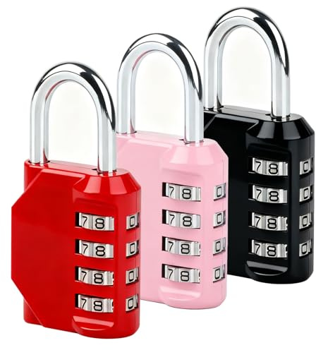XUIIOSOOKP 3 Pcs Padlocks with Code 4 Digit Heavy Duty Metal Combination