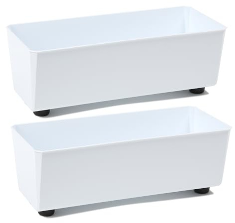 Tymar Blumentopf rechteckig innen, Blumenkasten mit füßen, Pflanzkübel, Kräuterkasten, 2 Stück_SAGA ((2pack) Weiß, 28,5x17cm)