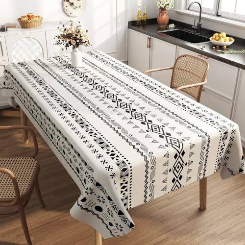 Fansu Mantel Antimanchas Mesa Rectangular de PVC, Mantel Exterior Impermeable Jardin Lavable para Casa Comedor Cocina,Jardín al Aire Libre (Estilo étnico 7,90 * 150CM)