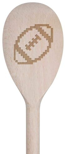 Azeeda 30cm '8-Bit Rugby Ball' Wooden Cooking Spoon (SO00026278)