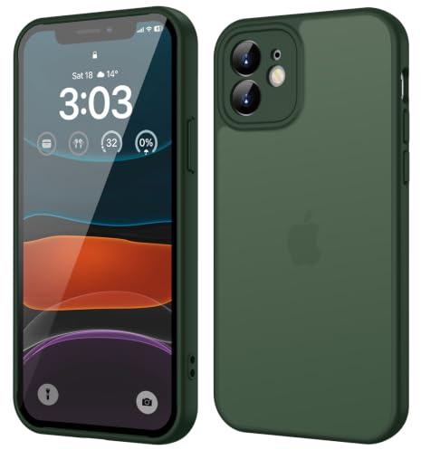 ORDA für iPhone 11 Hülle, Vollständiger Kameraschutz Stoßfest, Grün | Matt Handyhülle für iPhone 11, Kratzfest Transluzente Rückseite Schutzhülle, Anti-Fingerabdruck Case