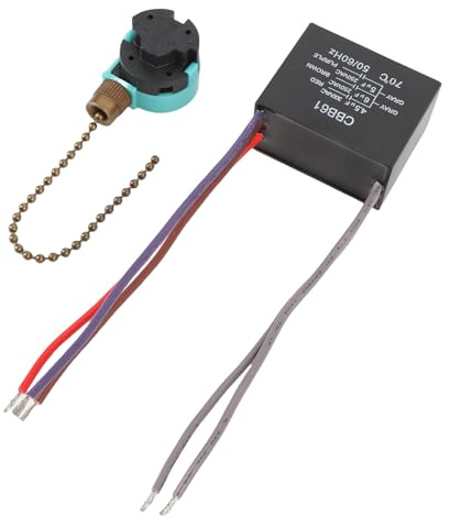 Sxhlseller Interrupteur à Chaîne de Traction à 3 Vitesses et CBB61 5 FIL 4.5UF 6UF 5UF Condensateur, Kit de Réparation des Pièces de Ventilateur de Plafond Universel pour la Vitesse du