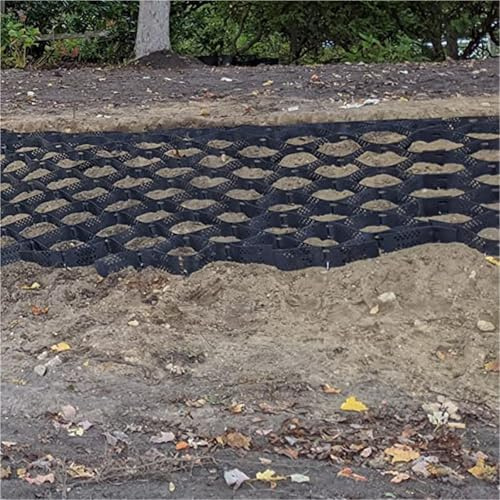 Grille de gravier en polyéthylène haute densité pour allées 5 cm Tapis de contrôle de l'érosion 1 m x 5 m Support de pavage Durable Maille de stabilisation du gravier pour renforcement des allées et