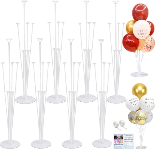 8 Sets Balloon Stand Kits, Balloon Sticks Holder with Base for Table Baby Shower Gender Reveal Graduation Birthday Wedding Anniversary Party Decorations