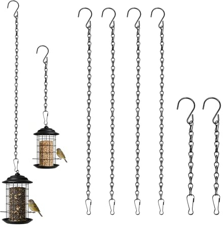CZAYEFNH Cadenas Colgantes para macetas 6 Unidades 4x50cm y 2x25cm Negras, Ganchos y Anillas Ajustables para Colgar Plantas, faroles y comederos, Uso Interior y Exterior jardín terraza