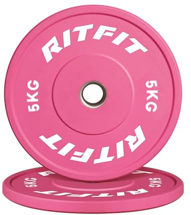 RitFit Hantelscheiben, Olympische Bumper Plates 5-20kg | Ø50mm Bohrung, Vollgummi, für Krafttraining, Hantel Gewichte für Langhantel