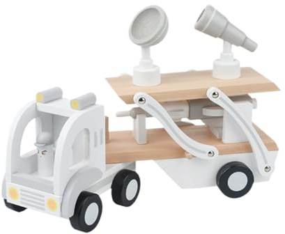 Auto-Transportspielzeug, abnehmbarer Anhänger aus Holz, mit Raketentransport, Spielzeug-LKW für den Transport von Autos, für und Mädchen und Geburtstagsspiele