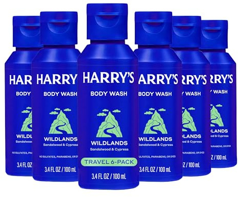 Harry's Travel Size Men's Body Wash - Wildlands - (6 Pack) 3.4 fl oz - TSA Approved for Travel - Shower Gel for Men - No Parabens, Sulfates, or Dyes