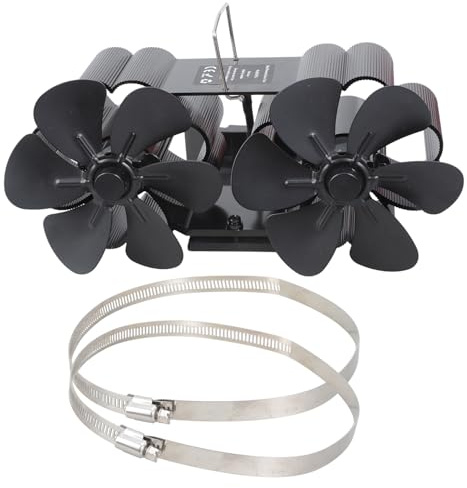 Ventilateur de poêle alimenté par la chaleur - Double tête - Répartition efficace de la chaleur pour maisons confortables - Pour divers appareils de chauffage - Outils électriques