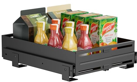 Ausziehbarer Schrank Organizer, Ausziehbare Schublade Küche, Breite 22–33 cm verstellbar, Robuster Metall Teleskopschublade für Küchenschränke, Schrankkorb für Küche, Speisekammer, Bad - Schwarz