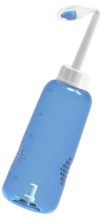 Botella de Limpieza Nasal 500ml Plástico Azul para Adultos y Niños | Control de Flujo, Uso Invertido, Botón Único, Dos Boquillas, Diseño Creativo