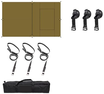Car Side Awning Tent 3x5 Black Coating Tarp Camping Waterproof Canopy Outdoor Rear(Kit A - Coffee)