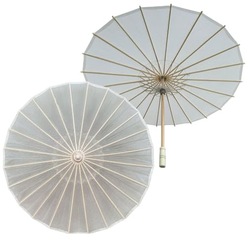 Odot Chino Sombrilla de Bambú Paraguas de Papel (Blanco,84cm)
