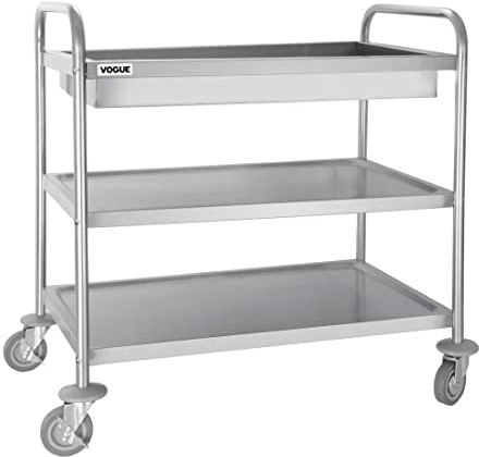 Vogue Chariot de service en acier inoxydable avec plateau profond 940 x 855 x 535 mm