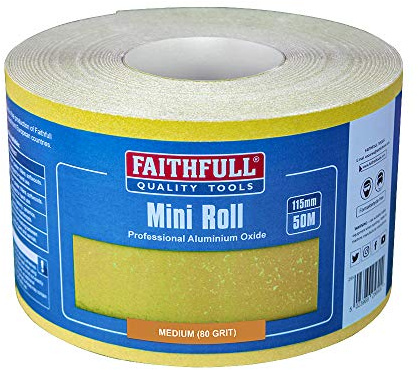 Faithfull FAIAR11580Y 50M Medium (80 Grit) Sandpaper Roll Yellow (Std) 115mm x 50M