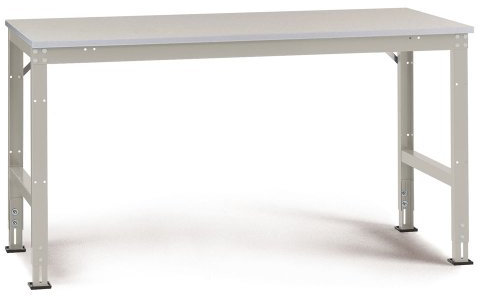 Manuflex Arbeits-Grundtisch UNIVERSAL Standard mit Melaminplatte, BxTxH = 1500x800x760-870 mm