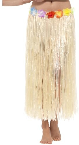 Natural Hawaiian Hula Skirt with Flowers (US)