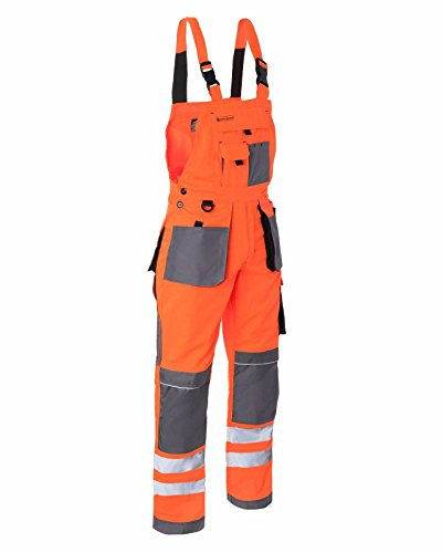 Leber&Hollman Arbeitslatzhose Arbeitshose Sicherheitshose Warnhose Latzhose Warnbekleidung 2 Farben (LH-FMNX-B) (48, orange)